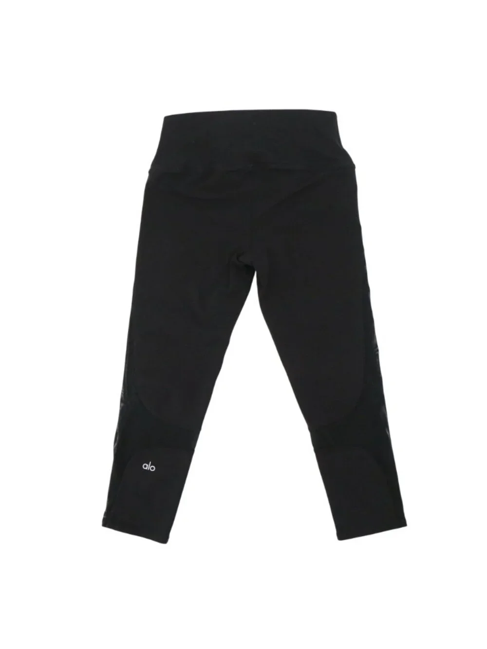 ALO Mesh Side Panels Crop Black Leggings XS S
